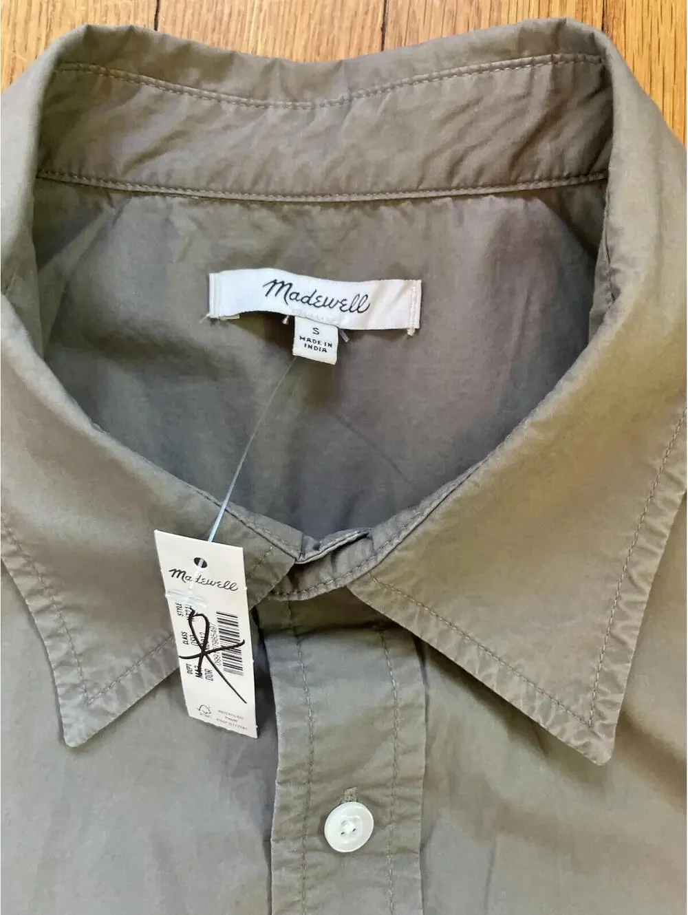 Madewell Men's Button-Up Shirt Poplin Driftwood Small NWT